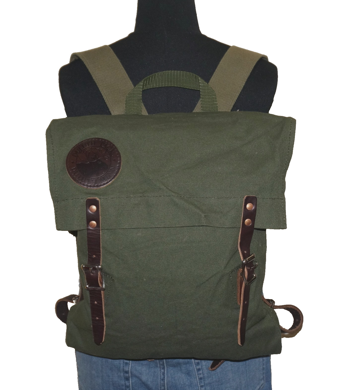 DULUTH PACK Juniper Green Canvas & Brown Leather SCOUT Backpack 16×14