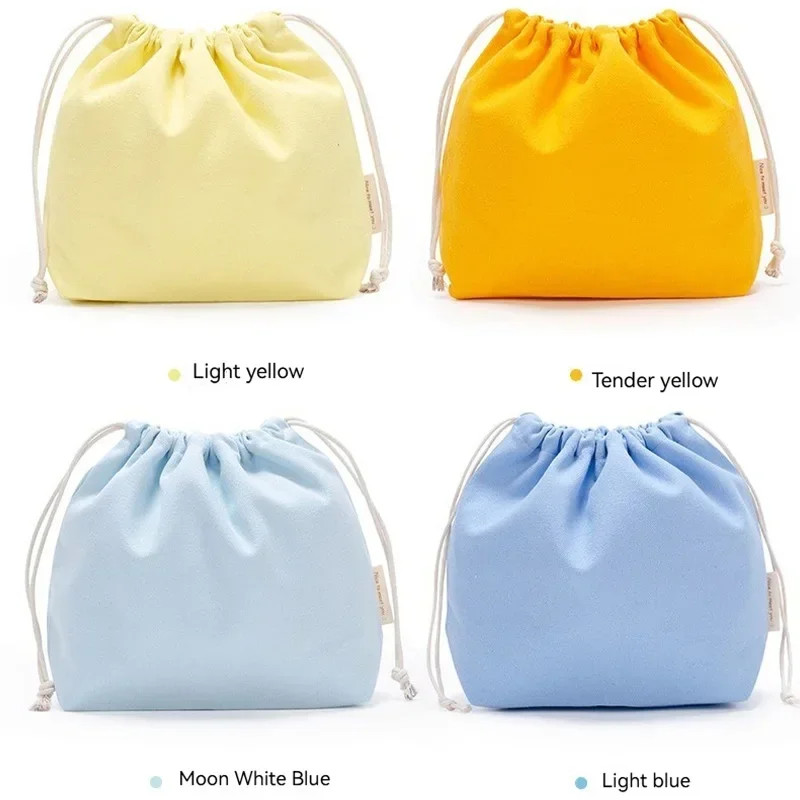 Cotton linen Drawstring Makeup Storage Bag Portable Structured Canvas Pouch Deli
