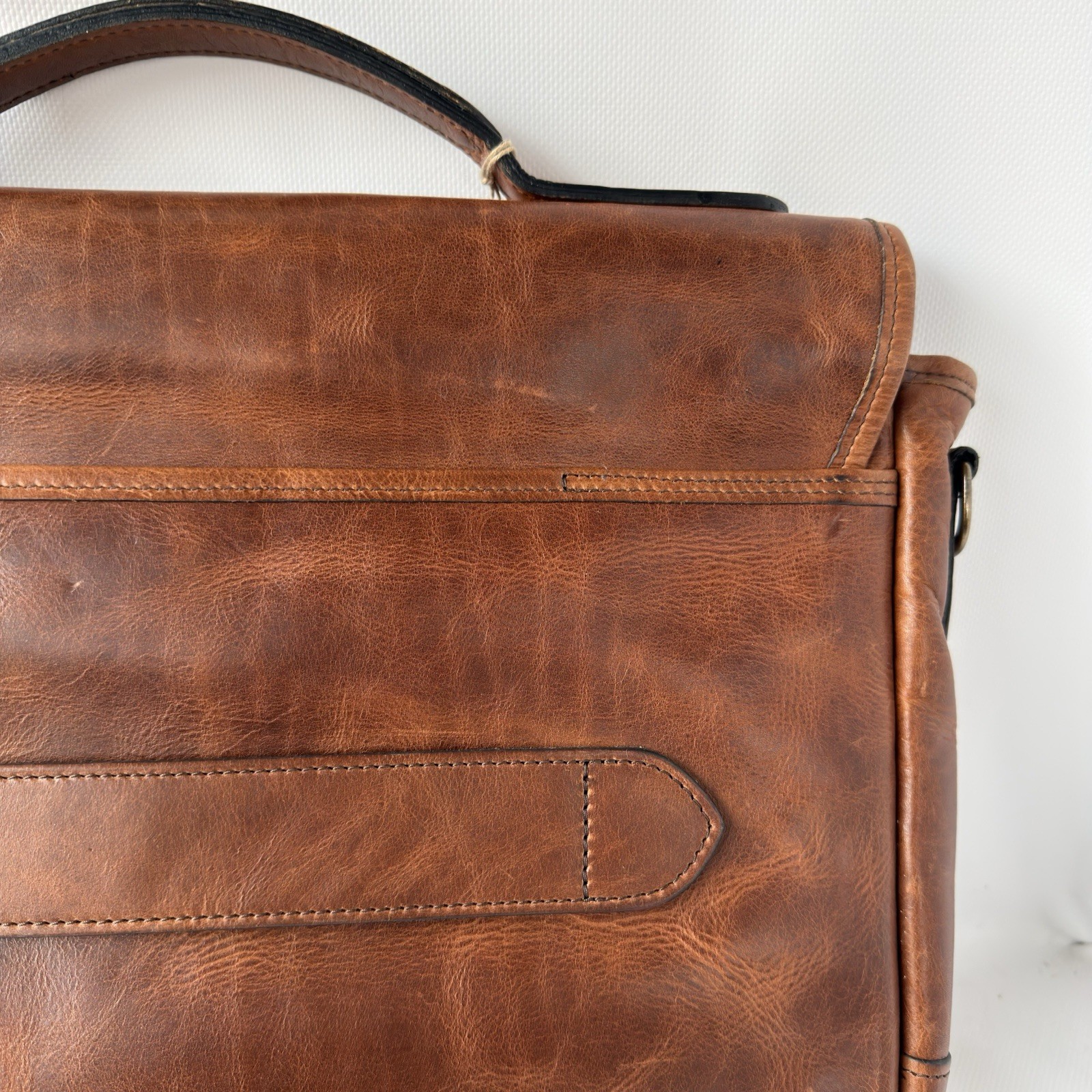 Tecovas Men’s Bartlett Messenger Cognac Brown Cowhide Handmade Leather Bag