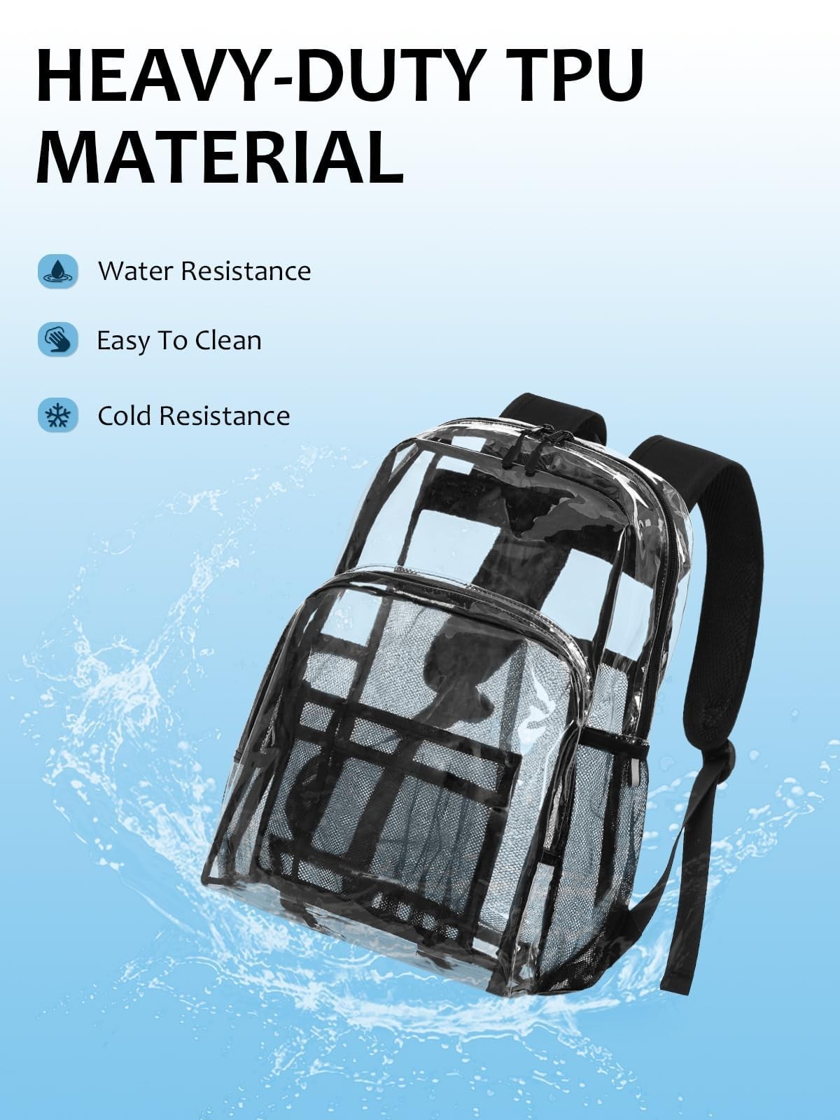 Heavy Duty Clear Backpack 19″ Transparent Book Bag for School, College, Work, Sp