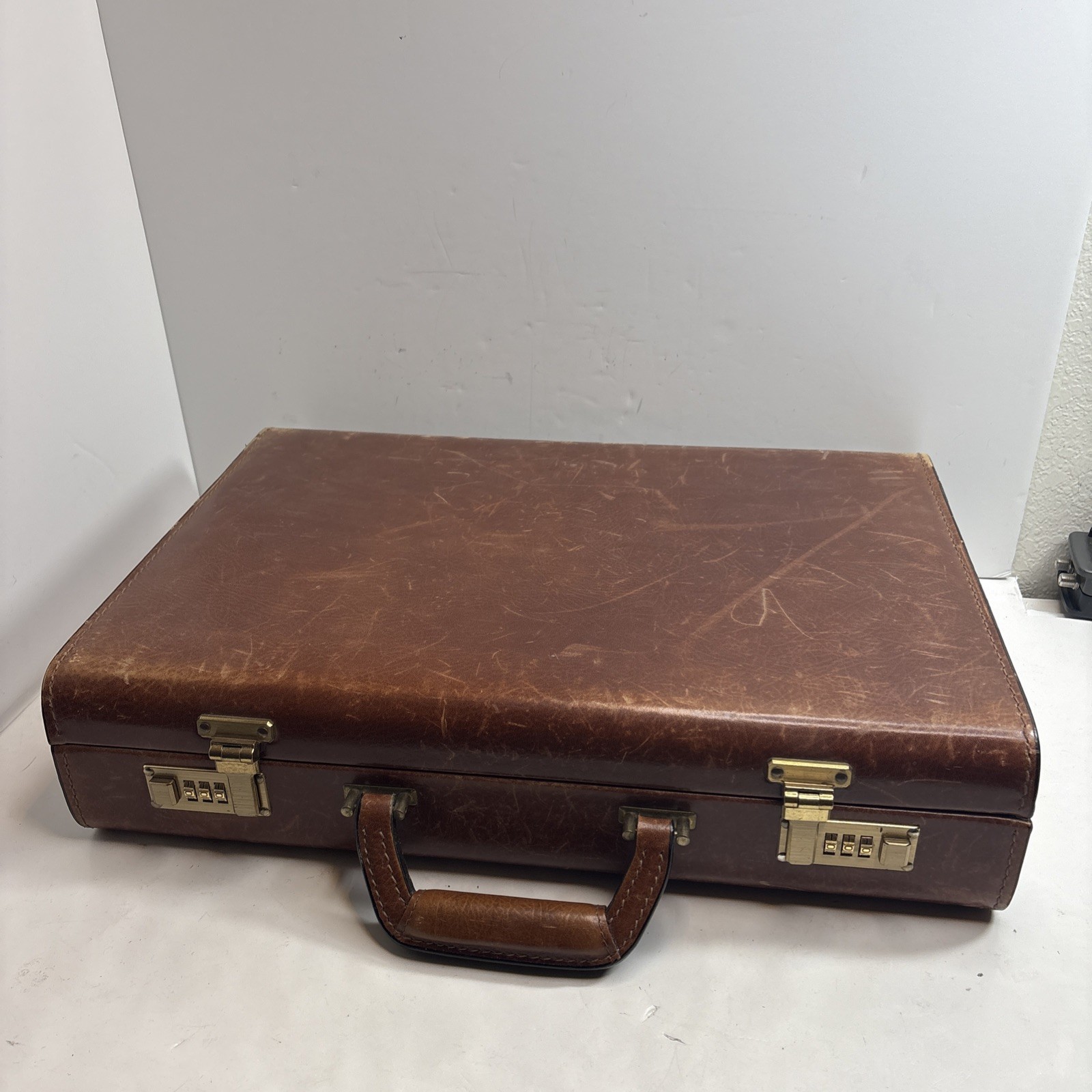 Vintage Leather Korchmar Attache / Briefcase 18 1/2 x 13 1/8 x 4 1/4
