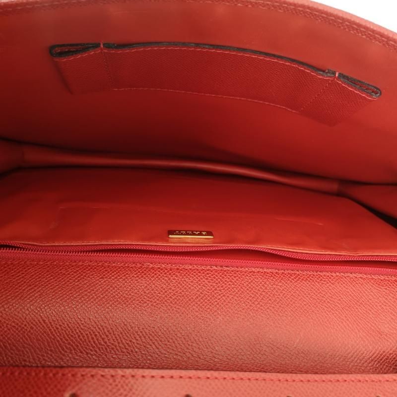 Bally 2-way Leather Briefcase Shoulder Bag Red Spacious Designer 37x27x6cm