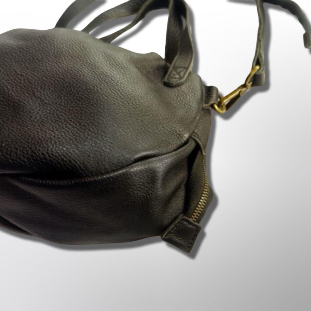 Archive 2000s real leather shoulder bag, unisex, 2way oval style, used
