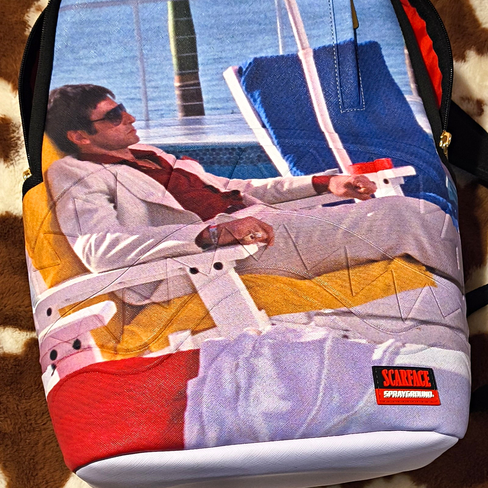 Sprayground Scarface Limited Edition Graphic Print Large Backpack Zip Multicolor