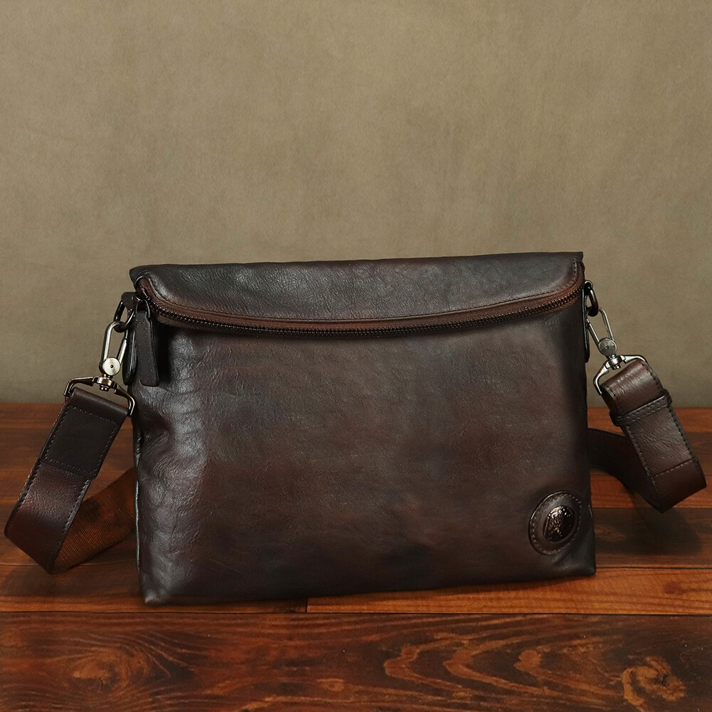 Genuine Leather Messenger Bag for Men Shoulder Bag Clutch bag Crossbody Purse
