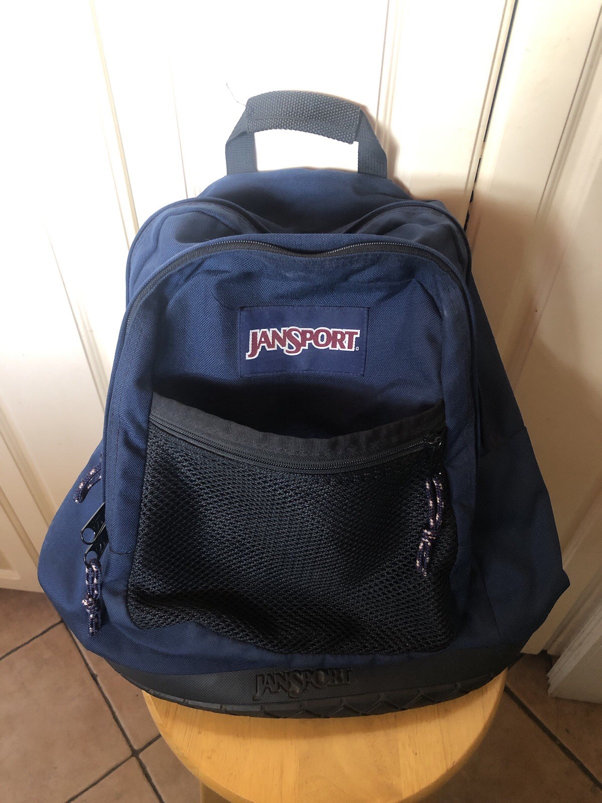 Vintage Rare Rubber Base Navy Jansport 90s Backpack