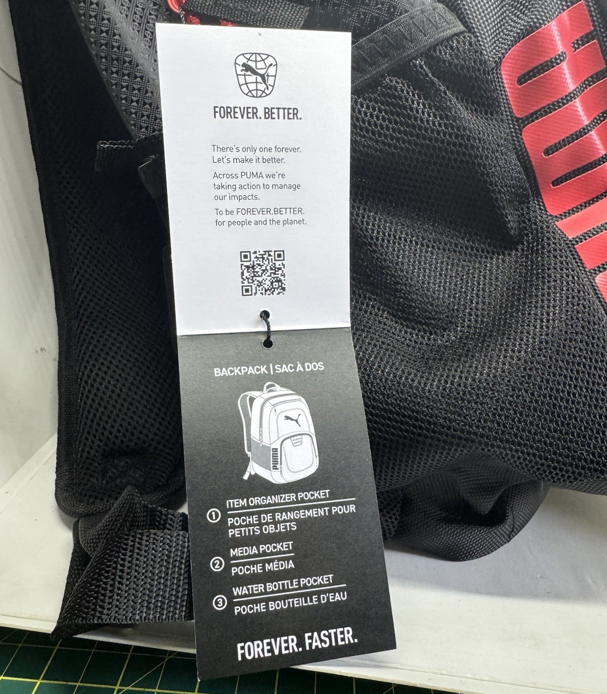 PUMA Contender 3.0 Backpack Black Red Athletic School Travel Book Bag – NWT