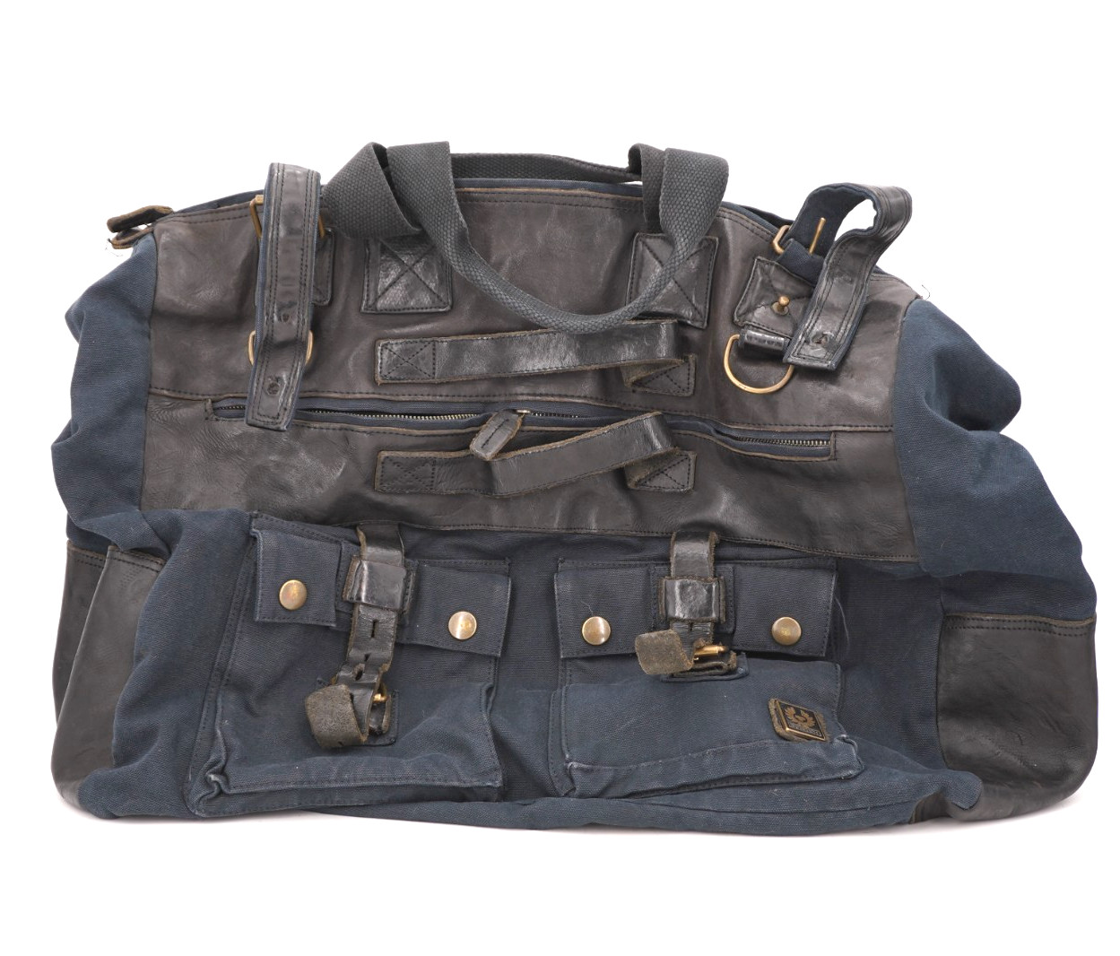 MINT | $845 BELSTAFF OVERNIGHT CANVAS LEATHER SATCHEL MALENOTTI NAVY CARRYALL