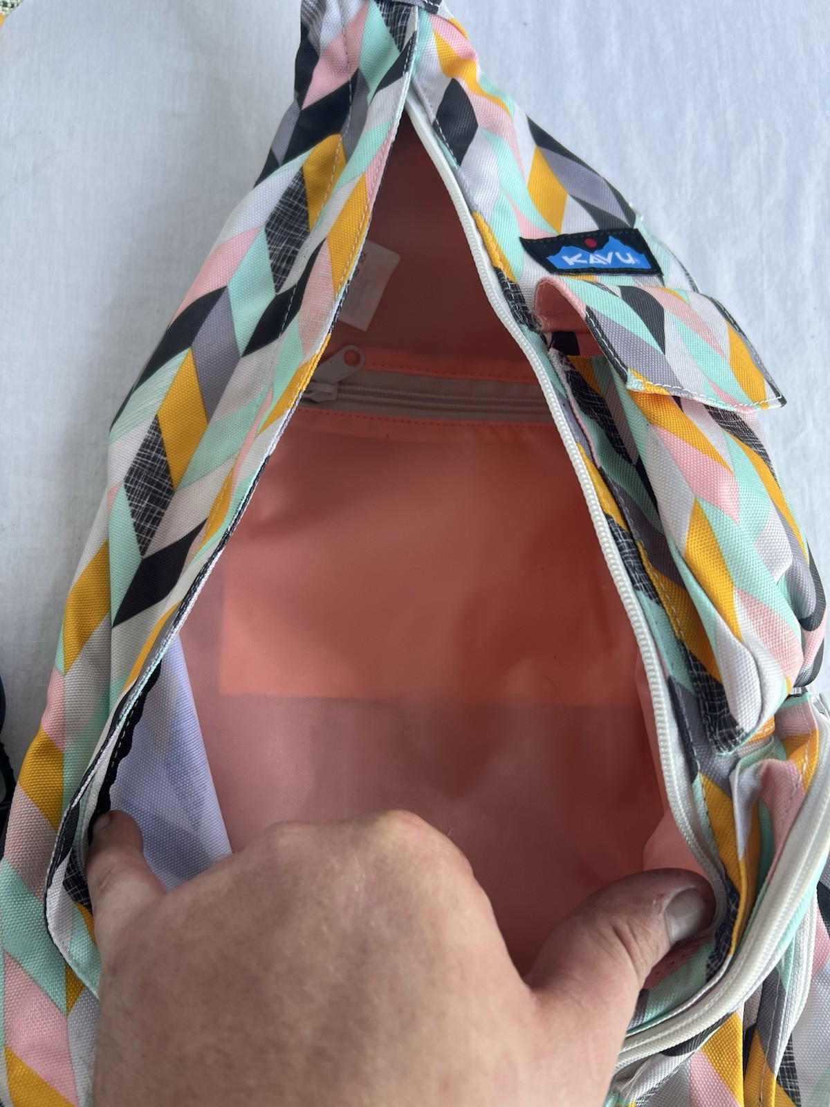 Kavu Rope Sling Back Pack W Adjustable Rope Shoulder Strap & Pencil Pouch Bag