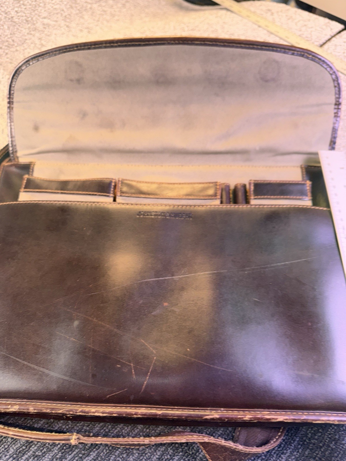 Vintage Johnston & Murphy Leather Briefcase Shoulder Bag Laptop Bag