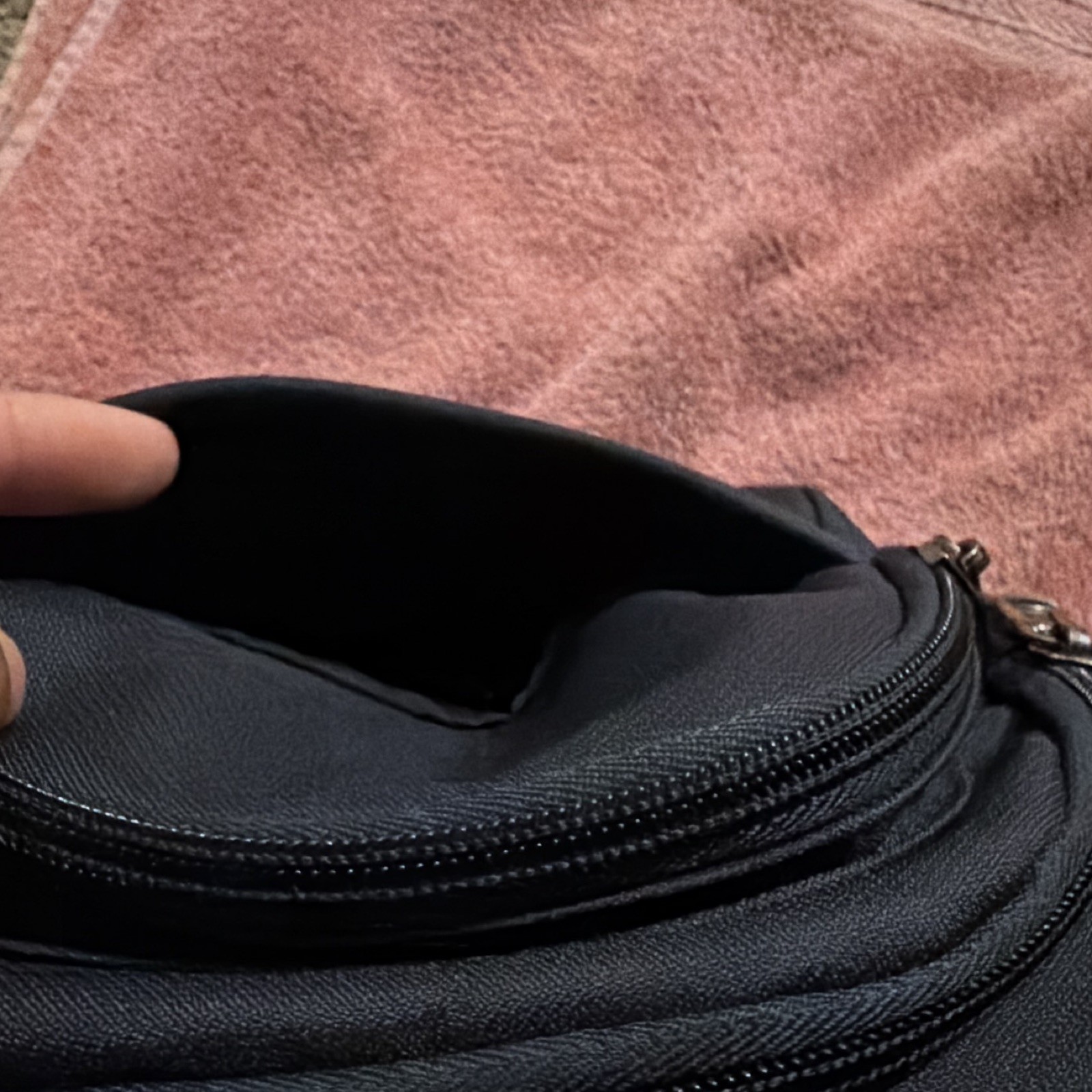 Black Crossbody Sling Bag Zip Closure, Pockets, Adjustable Strap, Medium