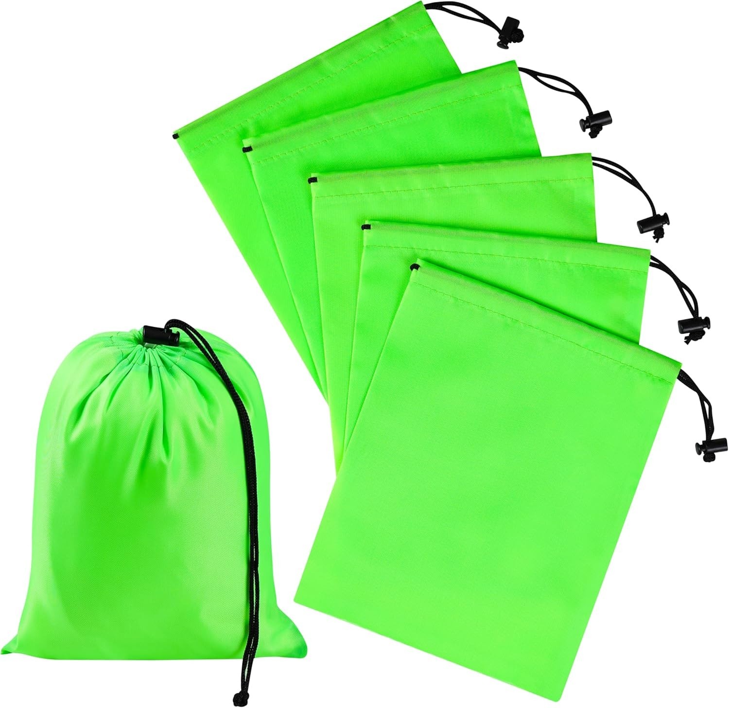 Drawstring Bag with Toggle – Nylon Cinch and Ditty Pouch () 7 x 9 Inch Green