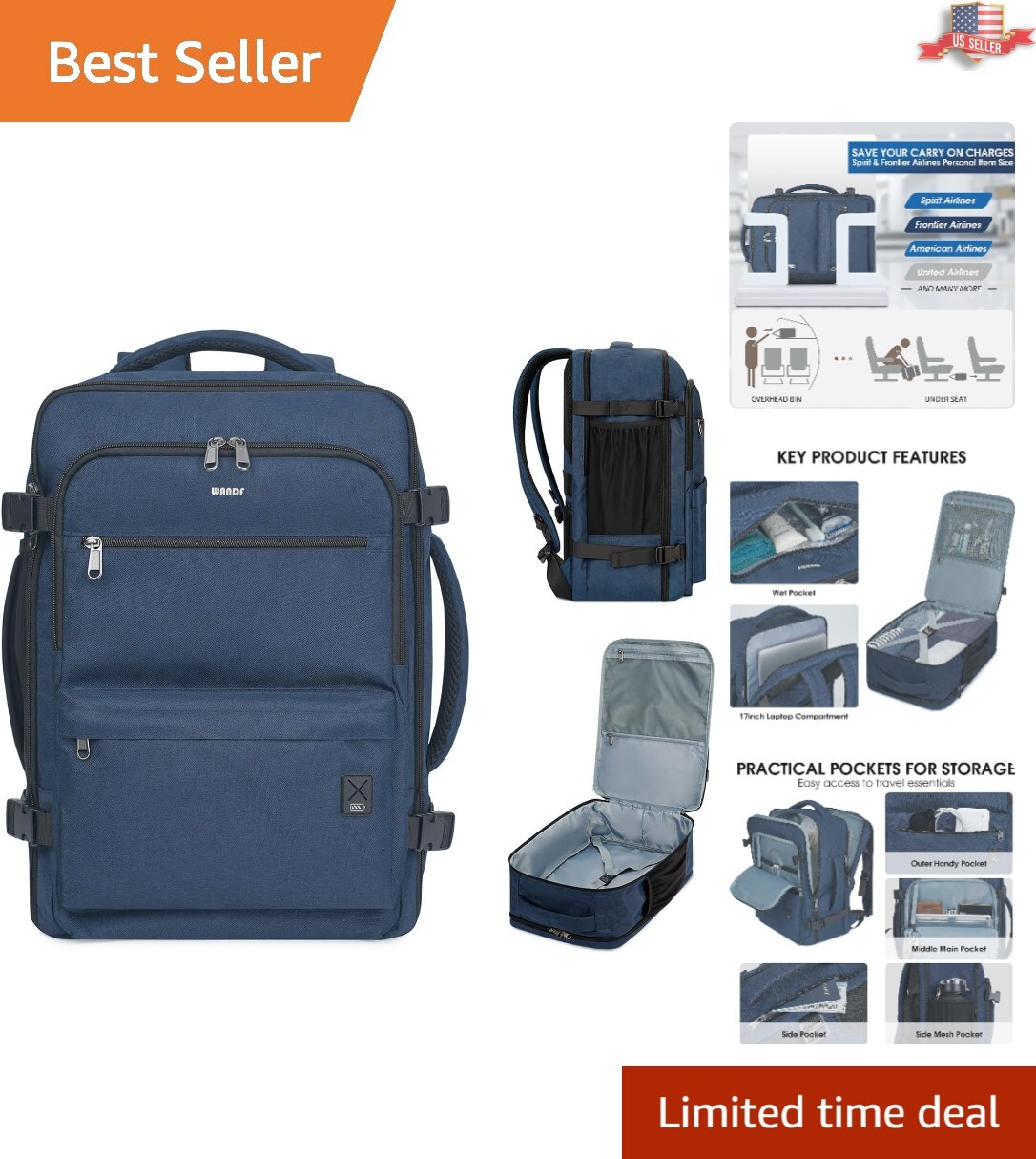 Versatile 17 Inch Laptop Backpack for Travel – Wet Pocket & Anti-Theft Design