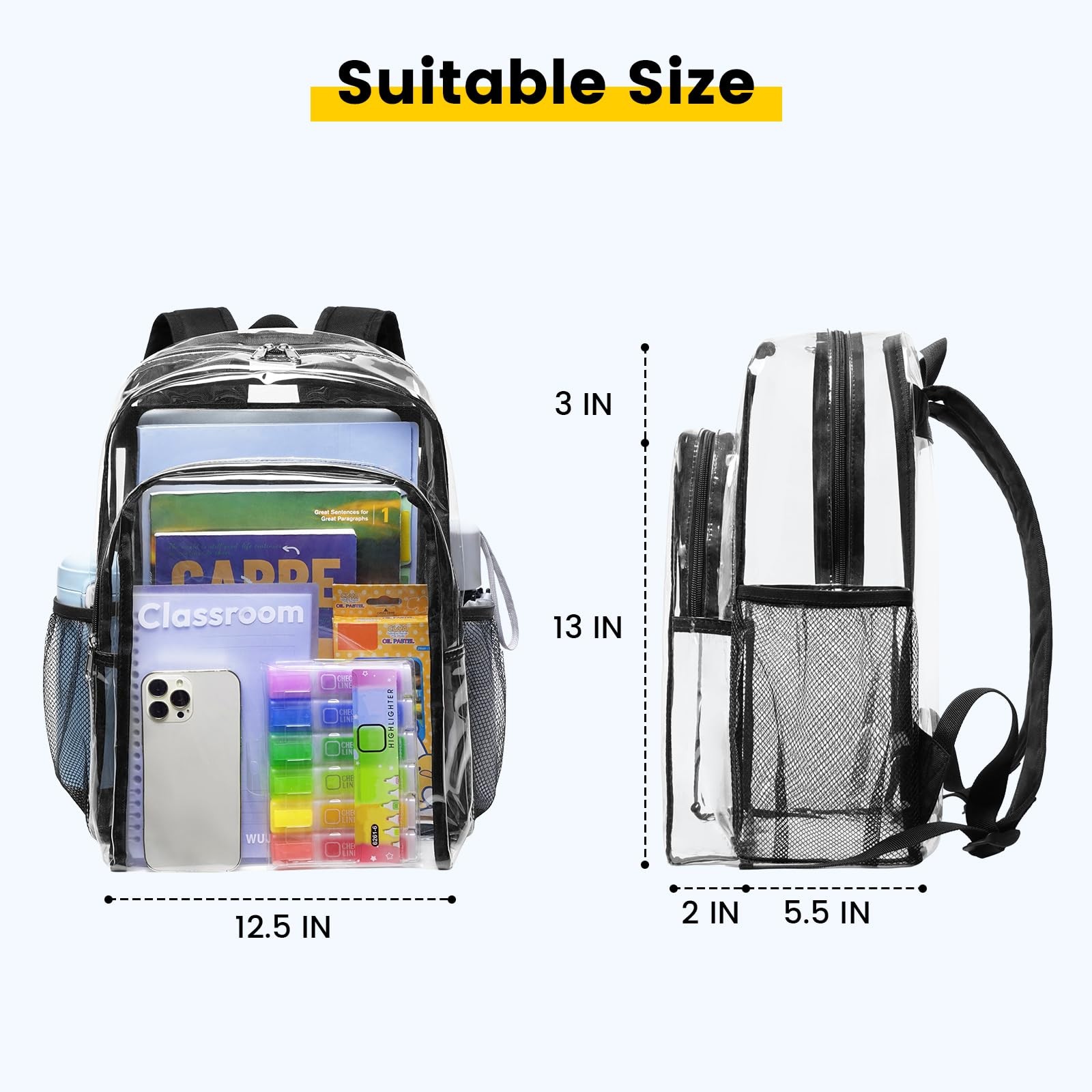 Clear Backpack Heavy Duty – Clear Backpacks for School Transparent Bookbag fo…