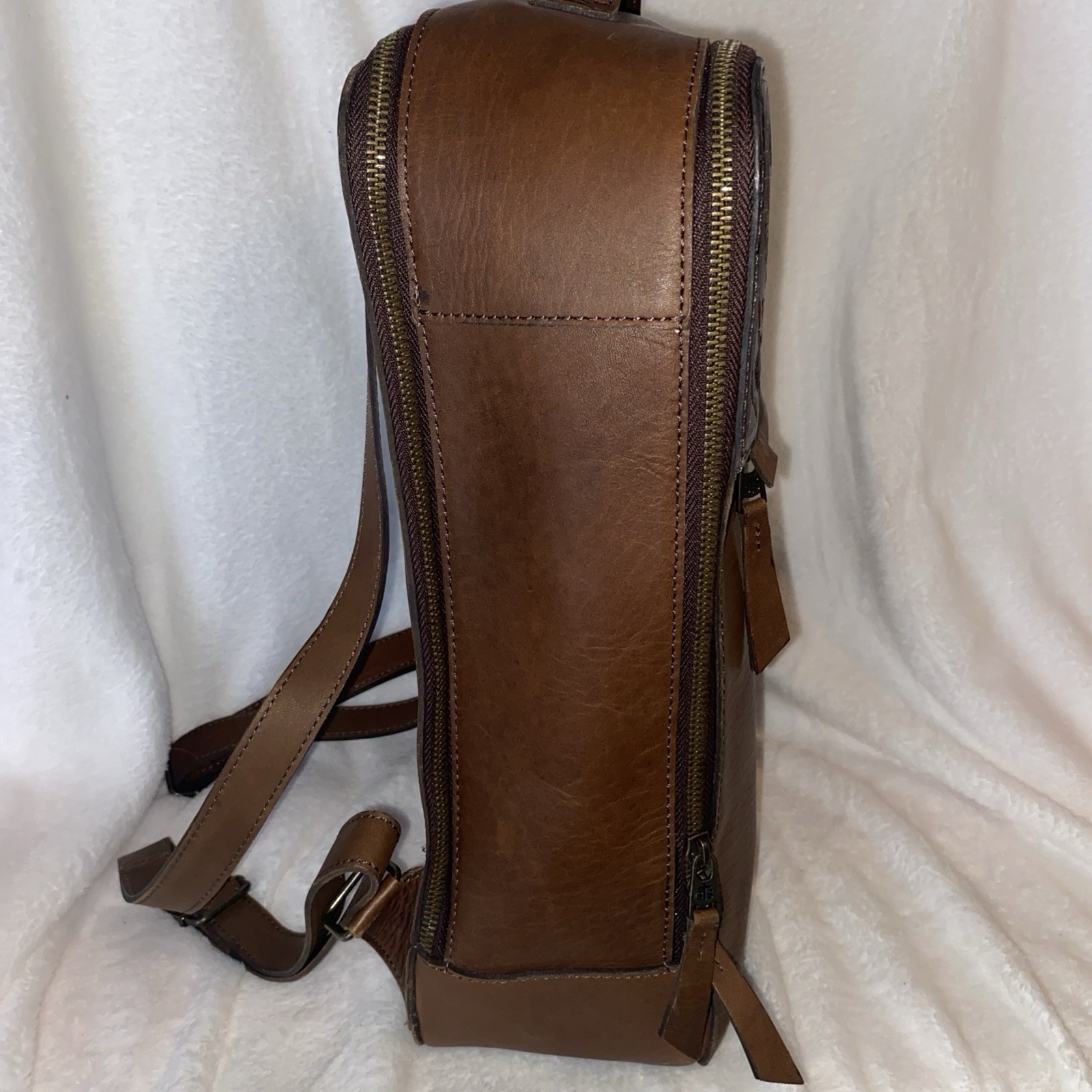 Westward Rancher “Concealed Carry” Genuine Brown Leather Rectangular Backpack.