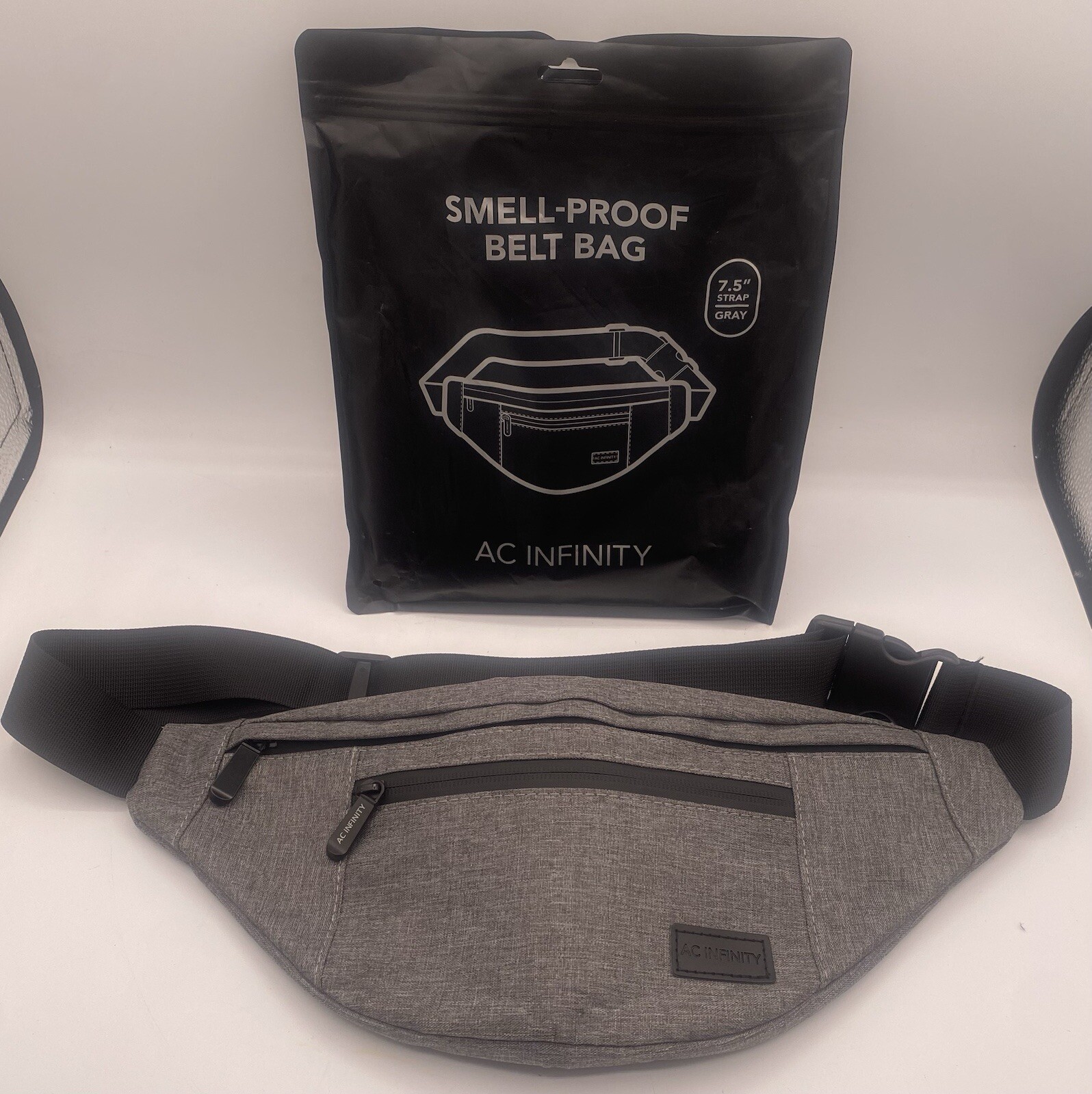 Smell Proof Belt Bag, Black, with 900D Nylon Fabric and Carbon Filter Lining