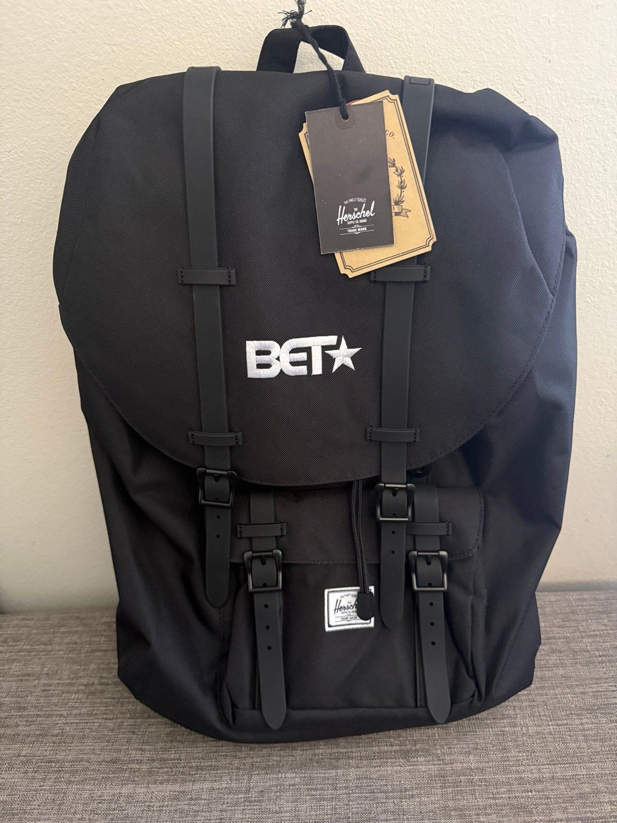 NWT Herschel Supply Co Little America Black Backpack *Embroidered BET*