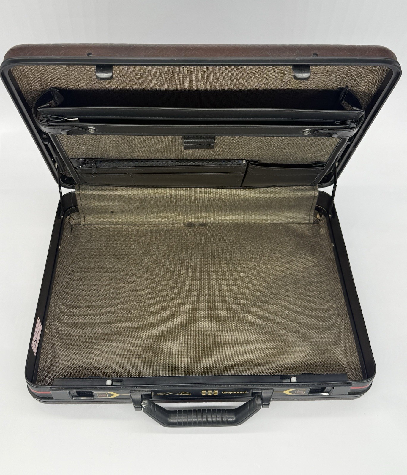 VTG Greyhound Combination Hard Shell Attache Brief Case 17x12x4″ Brown