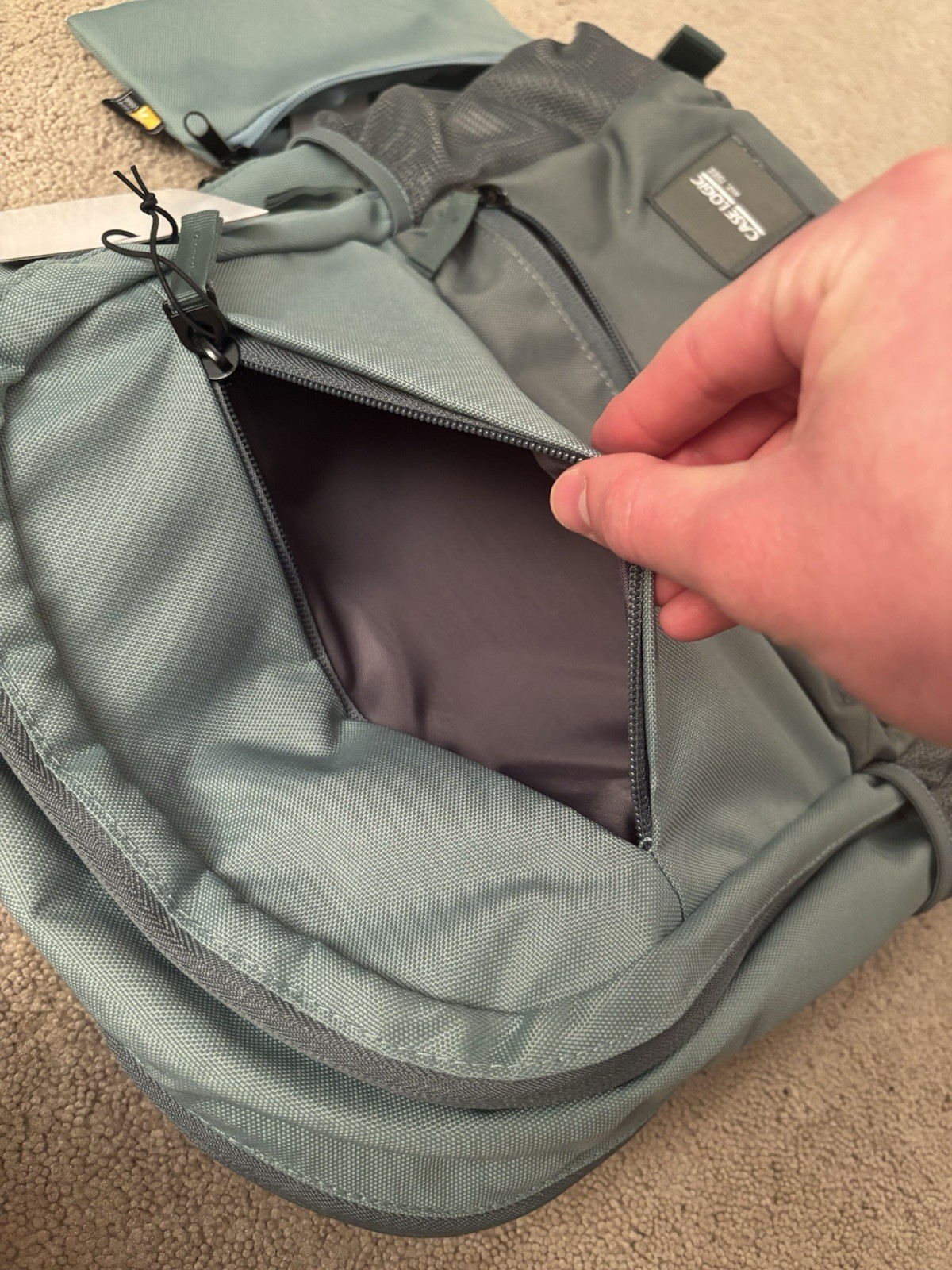 Case Logic Backpack Gray Blue Daypack School Travel Bag w/ Matching Pouch NEW