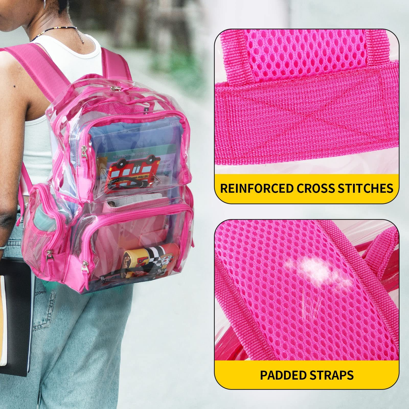 Clear Backpack 16×12.5×5.5 Inches Heavy Duty Transparent Bookbag