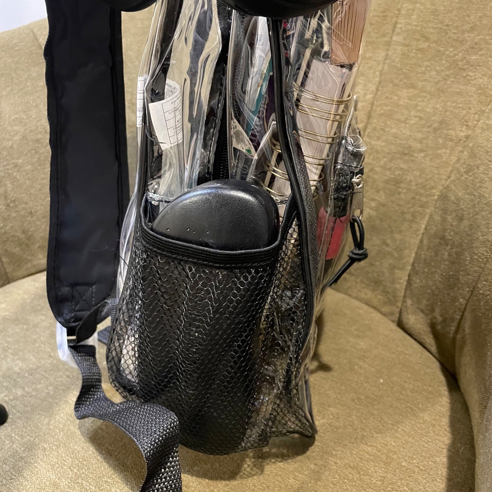 Brand New Clear Stadium Approved Backpack Transparent PVC Black Trim Concert Fes
