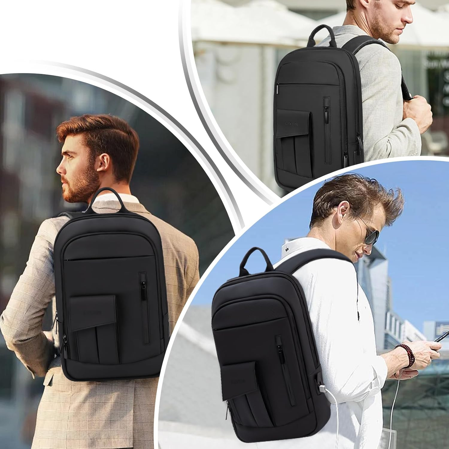 Business Backpack for Men Slim Lightweight Laptop Backpack Water Resistant Small