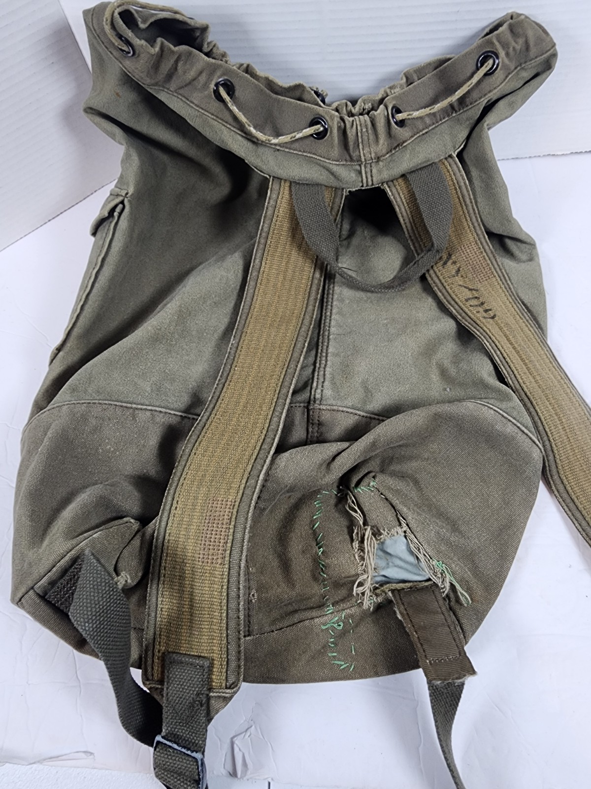 Vtg Y2K American Eagle Olive Green Canvas Military Duffel Bag Backpack Rucksack