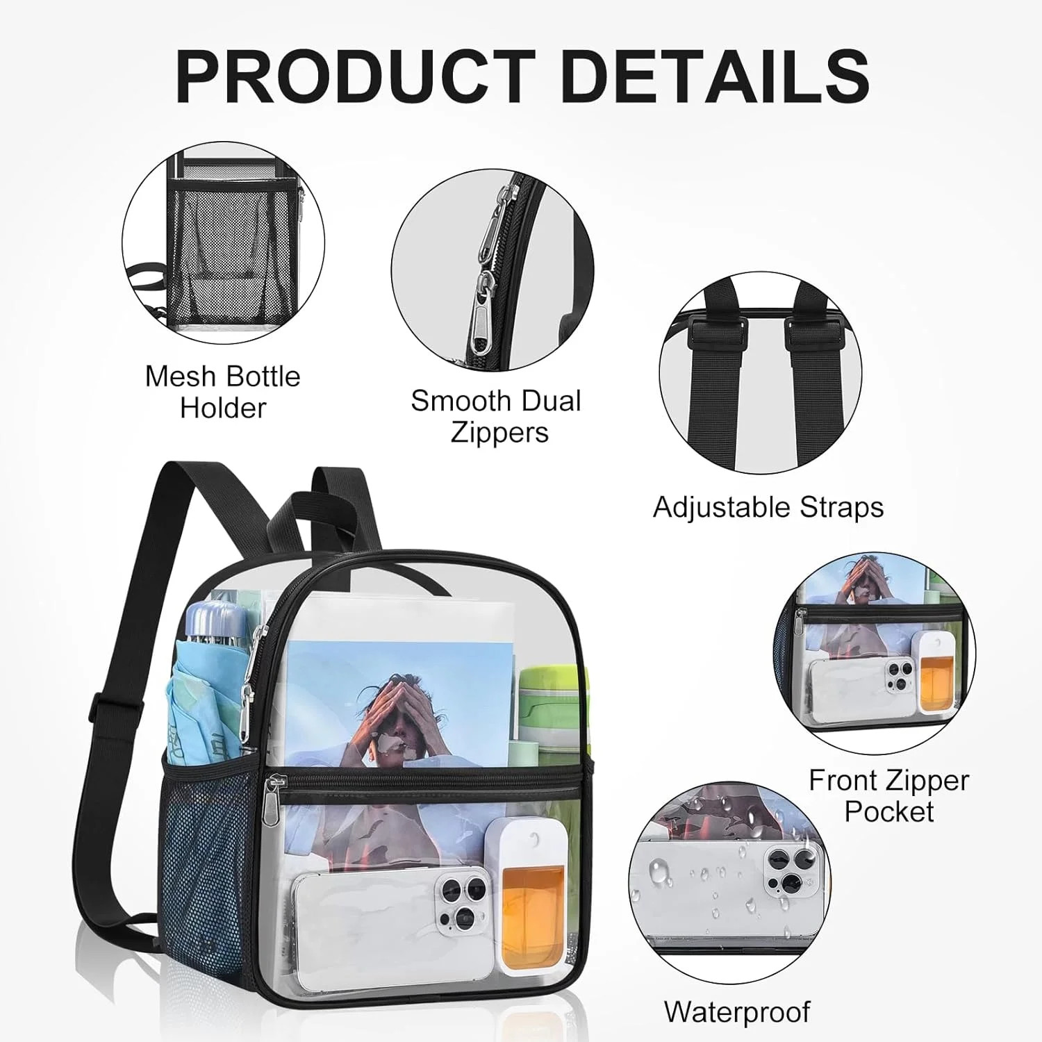Clear Backpack Stadium Approved 12X11x6, Waterproof Clear Bag, BacktoSchool 2026