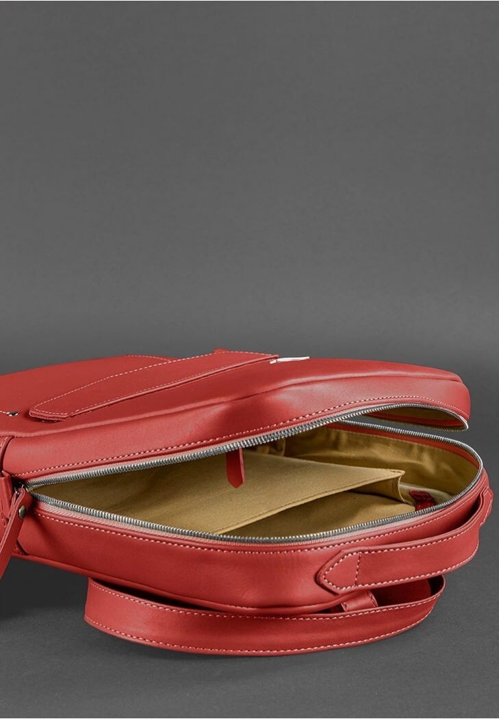 Red Luxurious Leather Office Backpack Engraving Study Workbag Fashion