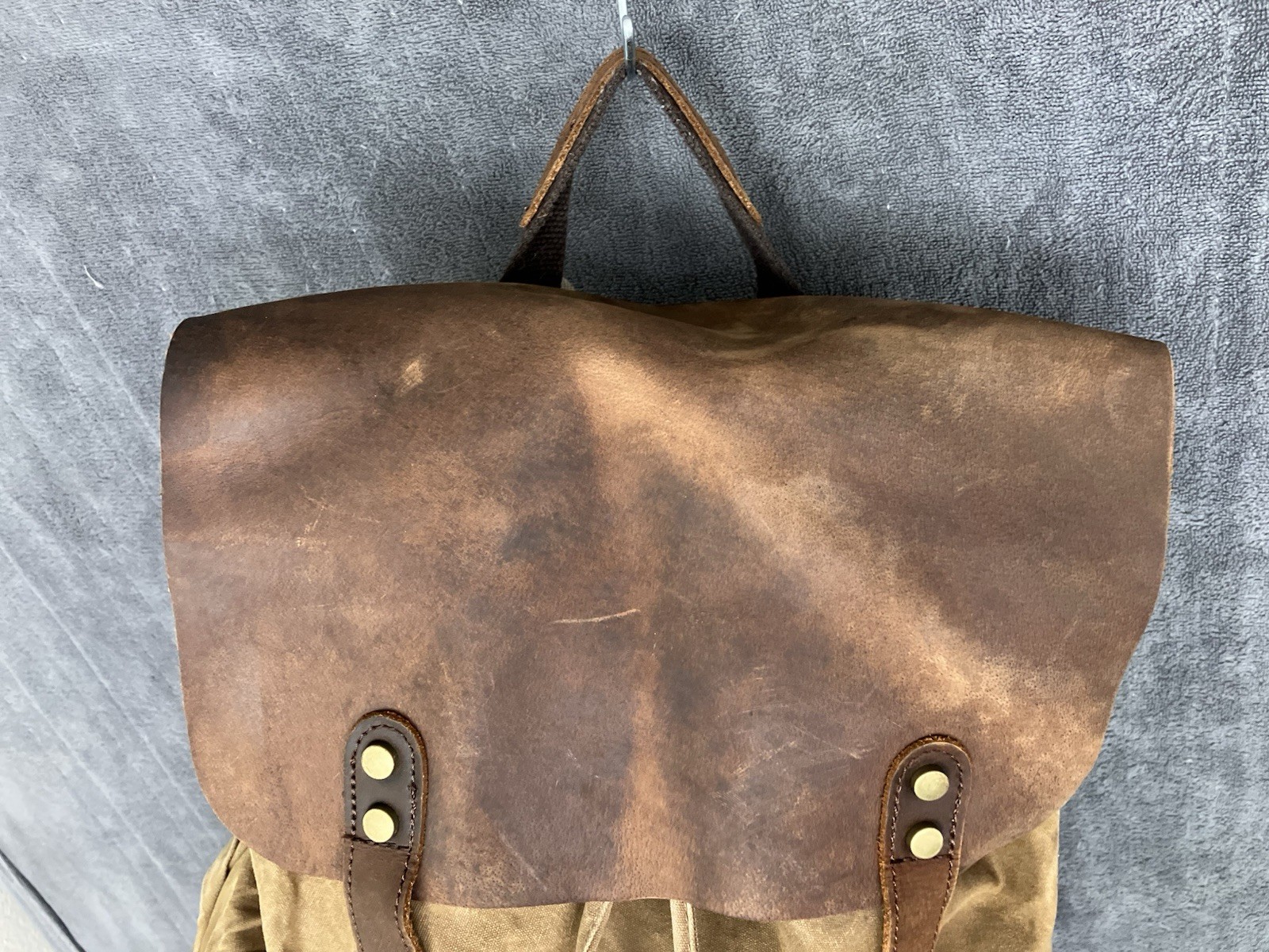Canvas Leather Back Pack Utility Streetwear Commuter Laptop Brown Tan 14” ISSUES