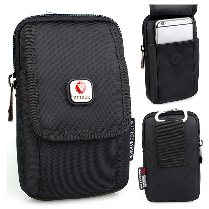 Canvas Dual Phone Holster Pouch Belt Flip Cell Phone Case for iPhone 17 Pro Max