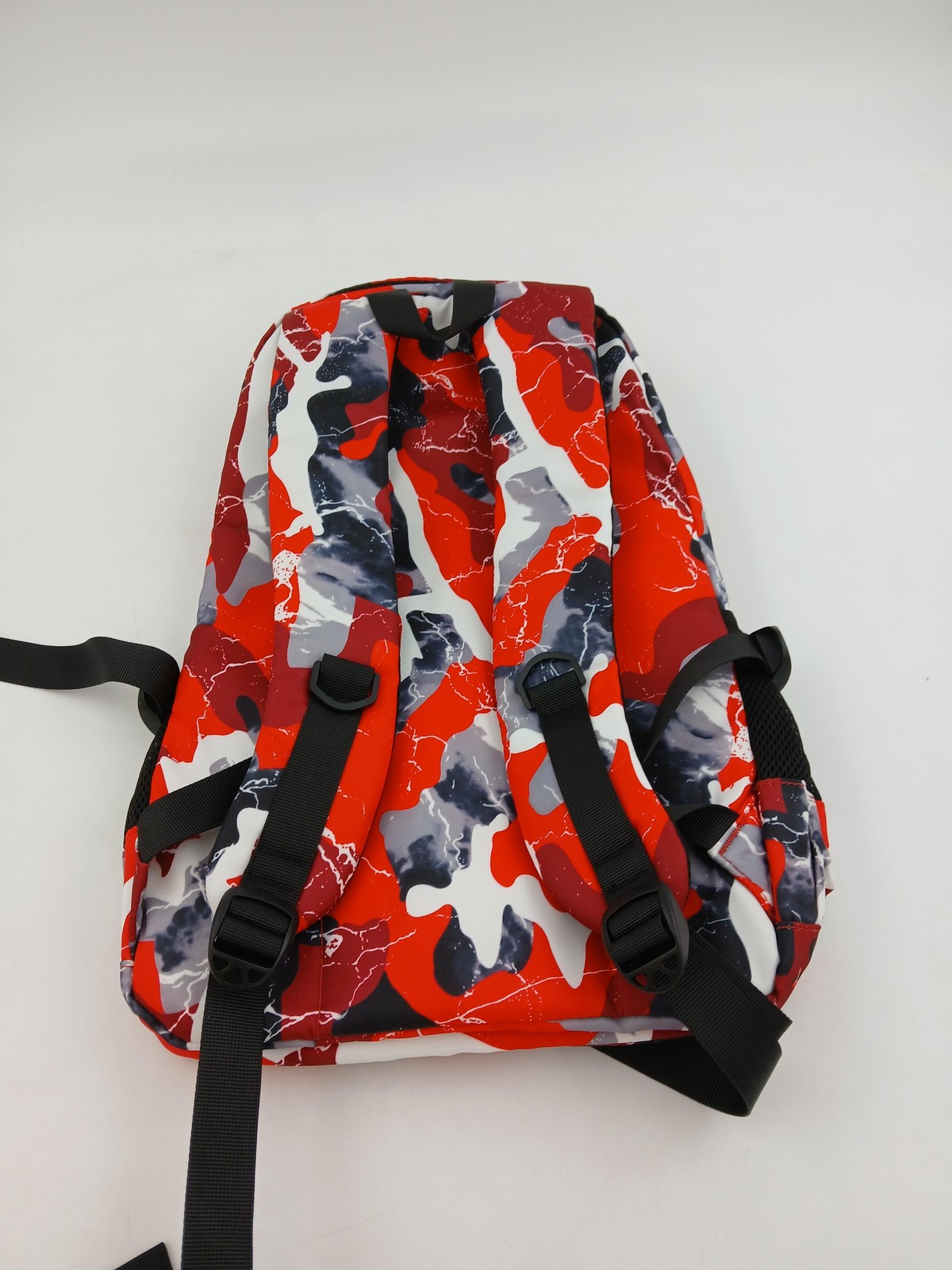Camo Backpack Red Gray Black White Multi Pocket Laptop Sleeve School Bag