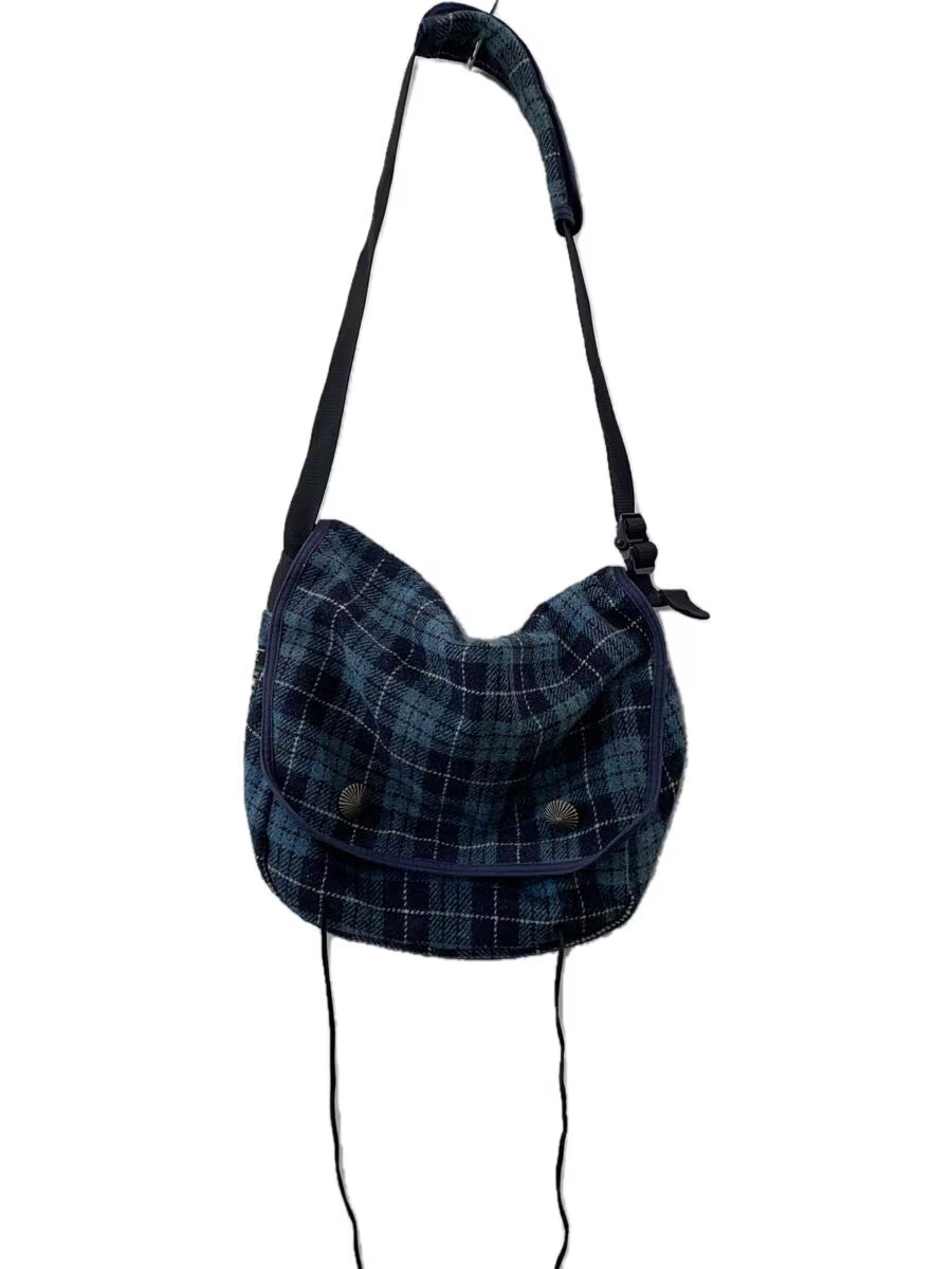 PORTER NEIGHBORHOOD HARRIS TWEED Shoulder Bag Wool Blue Check