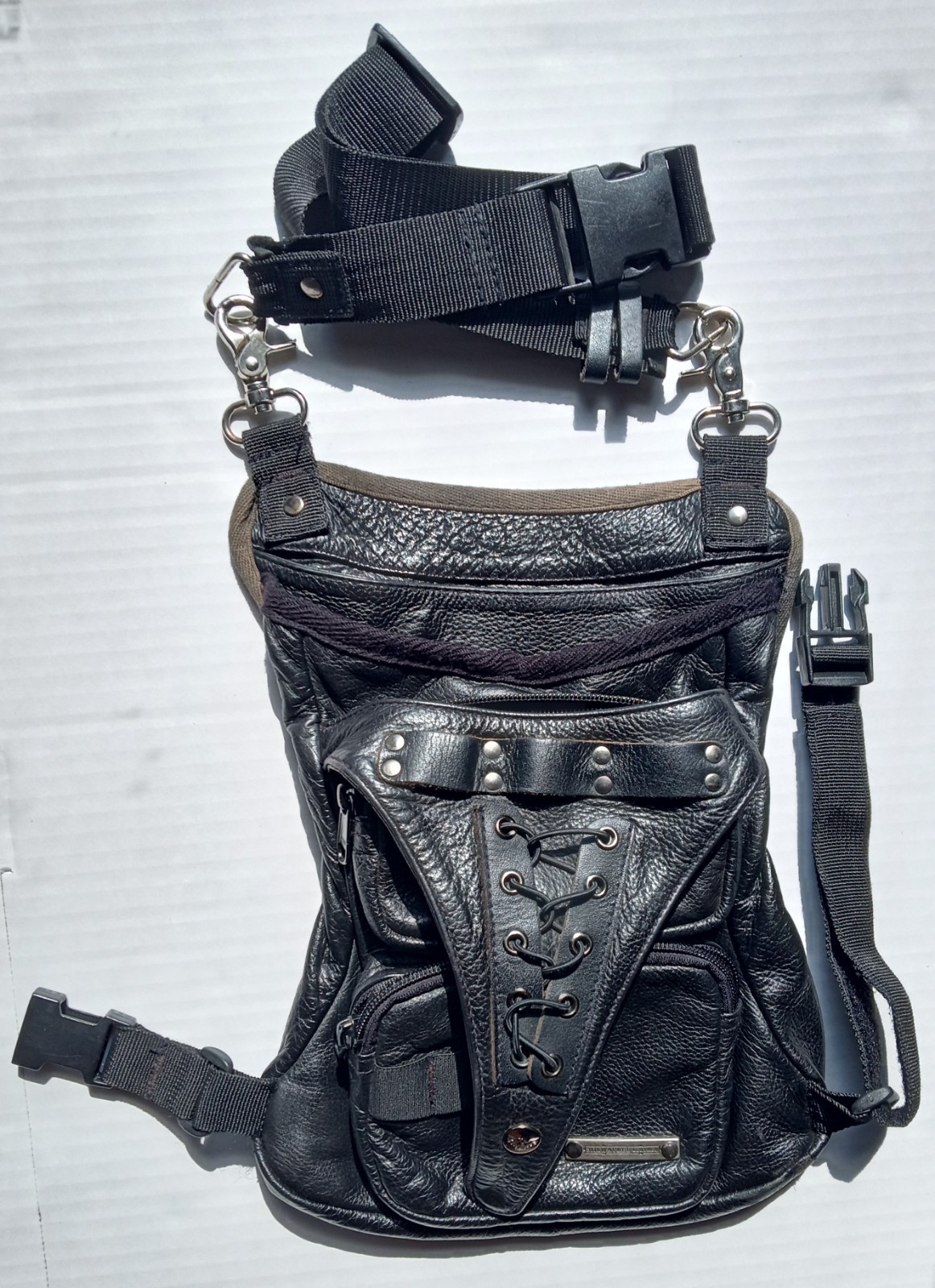 Milwaukee Cowhide Leather Conceal & Carry Waist Belt Thigh Bag Black