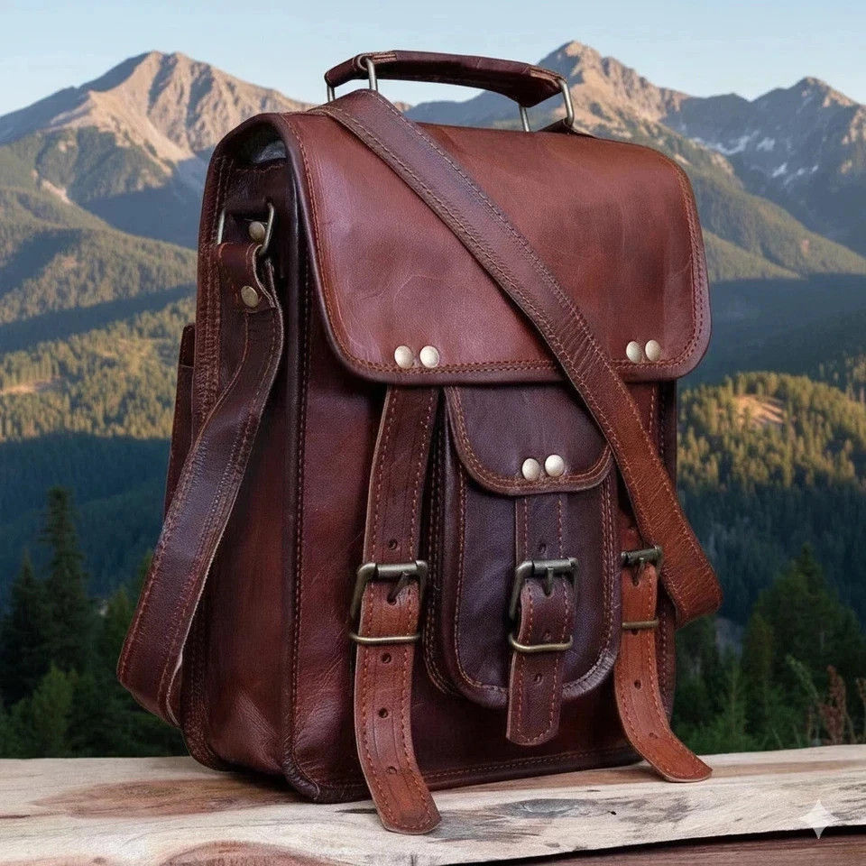 Pro Max Leather Messenger 15” Satchel All Time Bag Brown