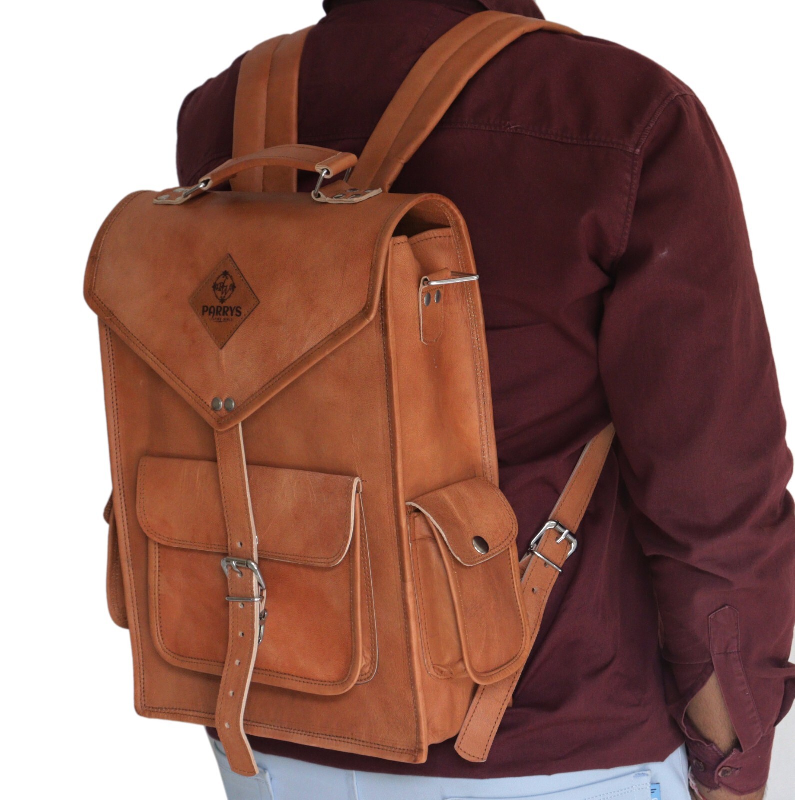Vintage leather backpack Laptop Messenger Convertible Rucksack Sling Bag Unisex