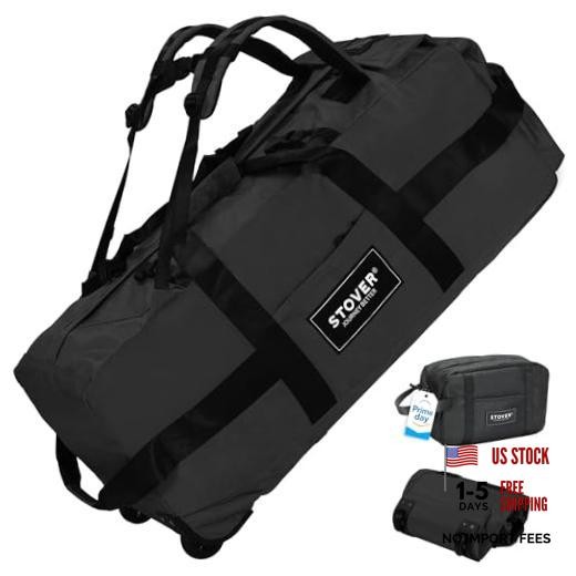 45/80/100L Rolling Duffel Bag with Wheels, Large Durable Black 80.0 Liters