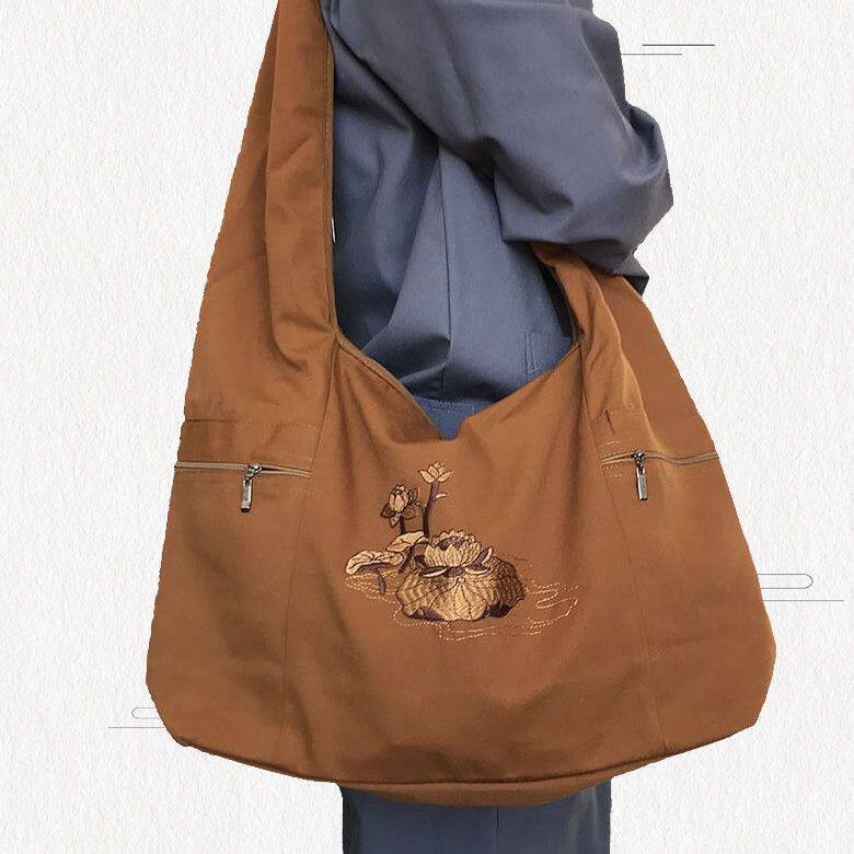 China Buddhist Supplies Monk Pack Shoulder Bag Cotton Canvas Buddha Bags 1pcs