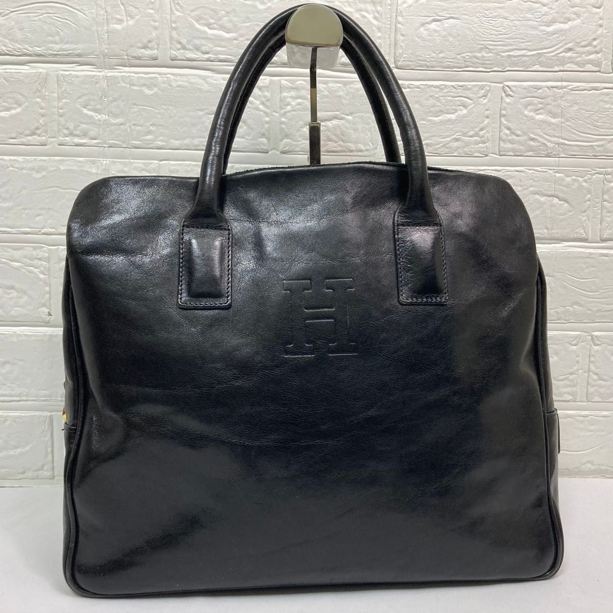 Hirofu Black Leather Business Briefcase A4 Capacity Attache Tote Laptop Bag Used