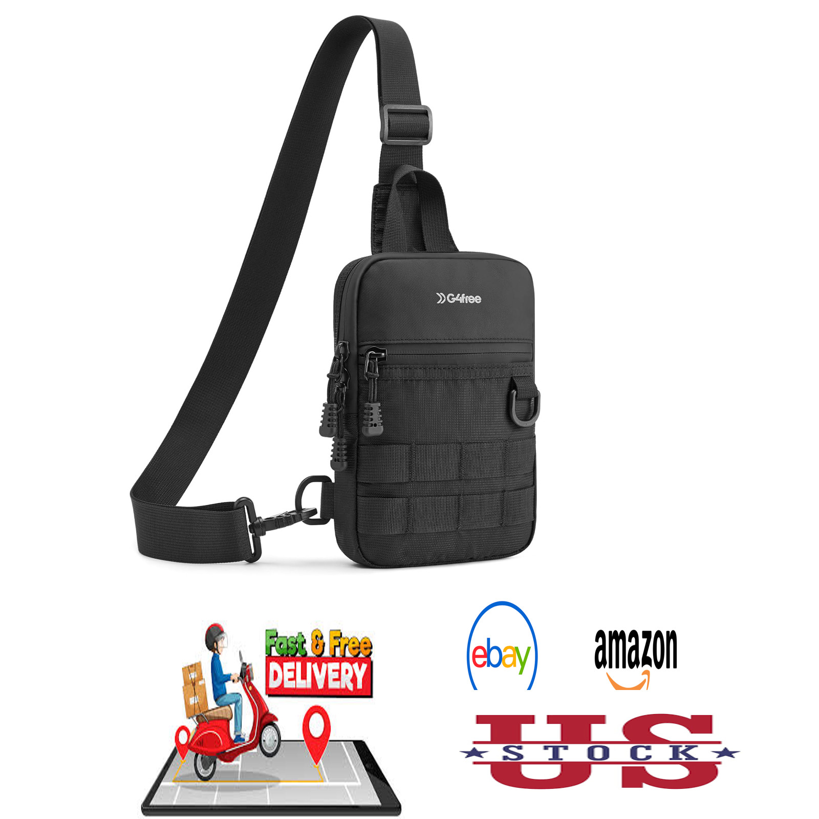 Small Crossbody Sling Bag Water Resistant Nylon Men Women Compact Tactical Chest