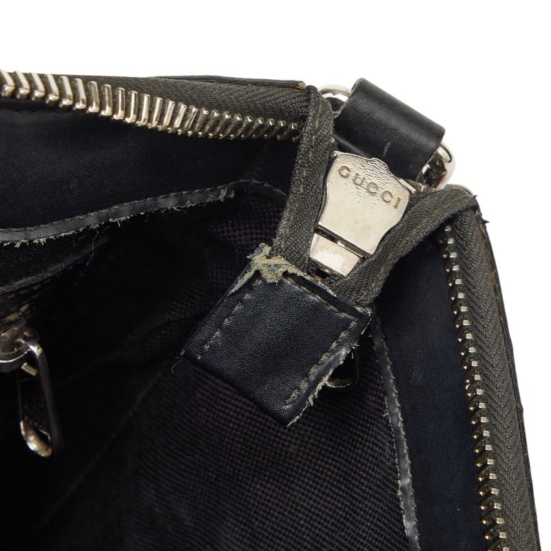 Gucci GG Supreme Crossbody Shoulder Bag 474137 Black PVC Leather Used