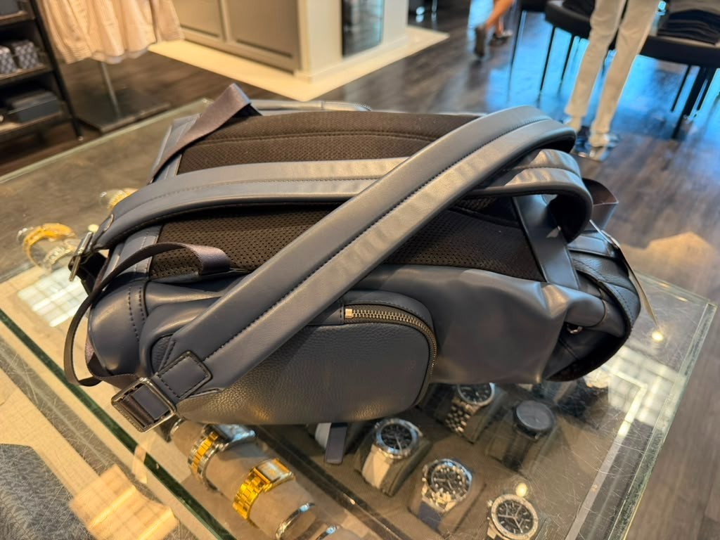 Michael Kors Men Cooper Large Leather Shoulder Backpack Navy For Travel Hiking