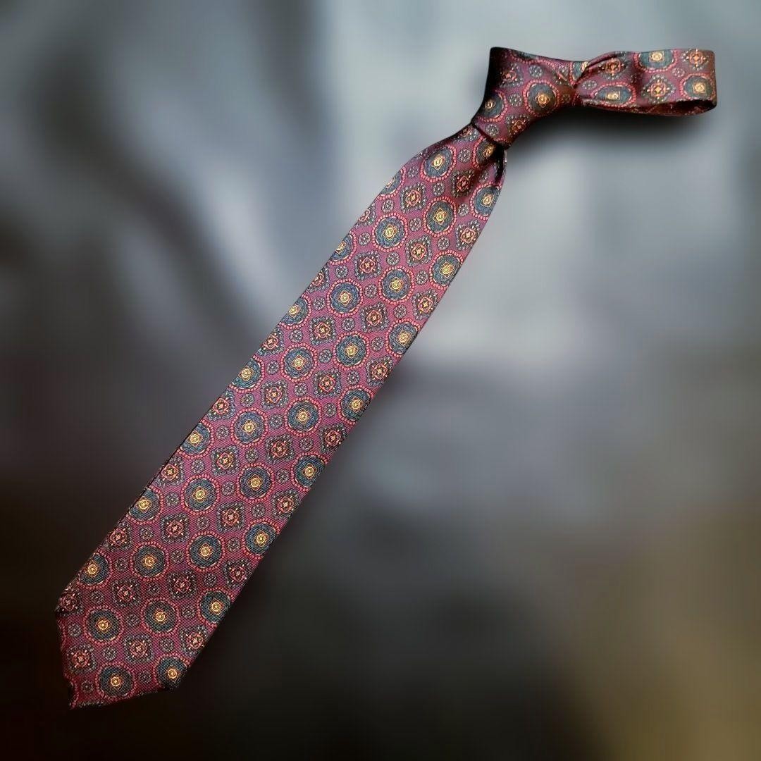 Cifonelli Silk Tie Burgundy 152cm 8.5cm Width Italian Made
