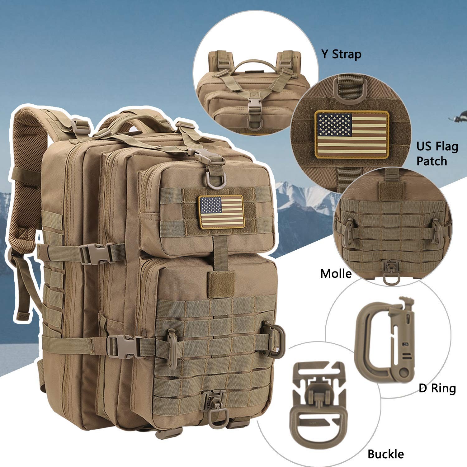 Hannibal Tactical MOLLE Assault Pack, Tactical Backpack Military Army Camping…