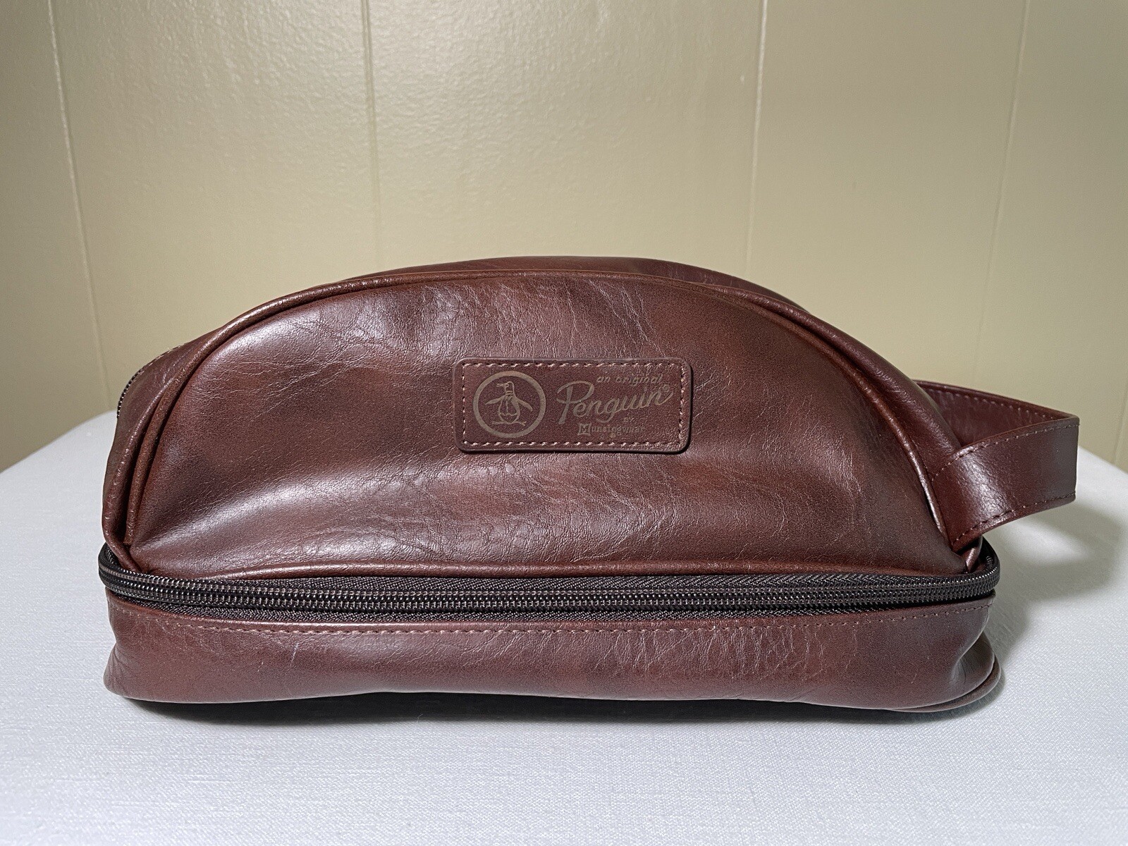 Original Penguin Travel Kit Bag Brown 10.5” × 6.5”