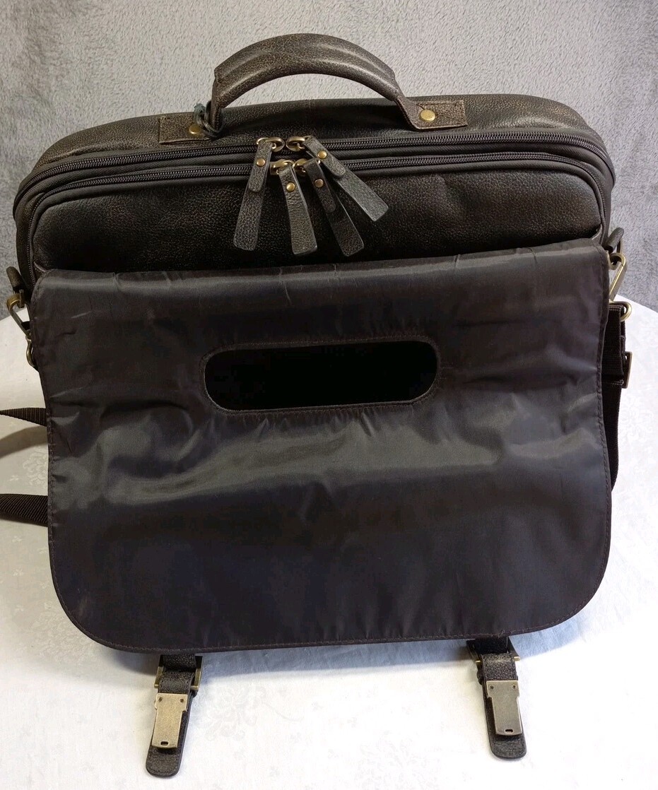 Black Rivet Leather Distressed Look Messenger Bag Large Laptop Black