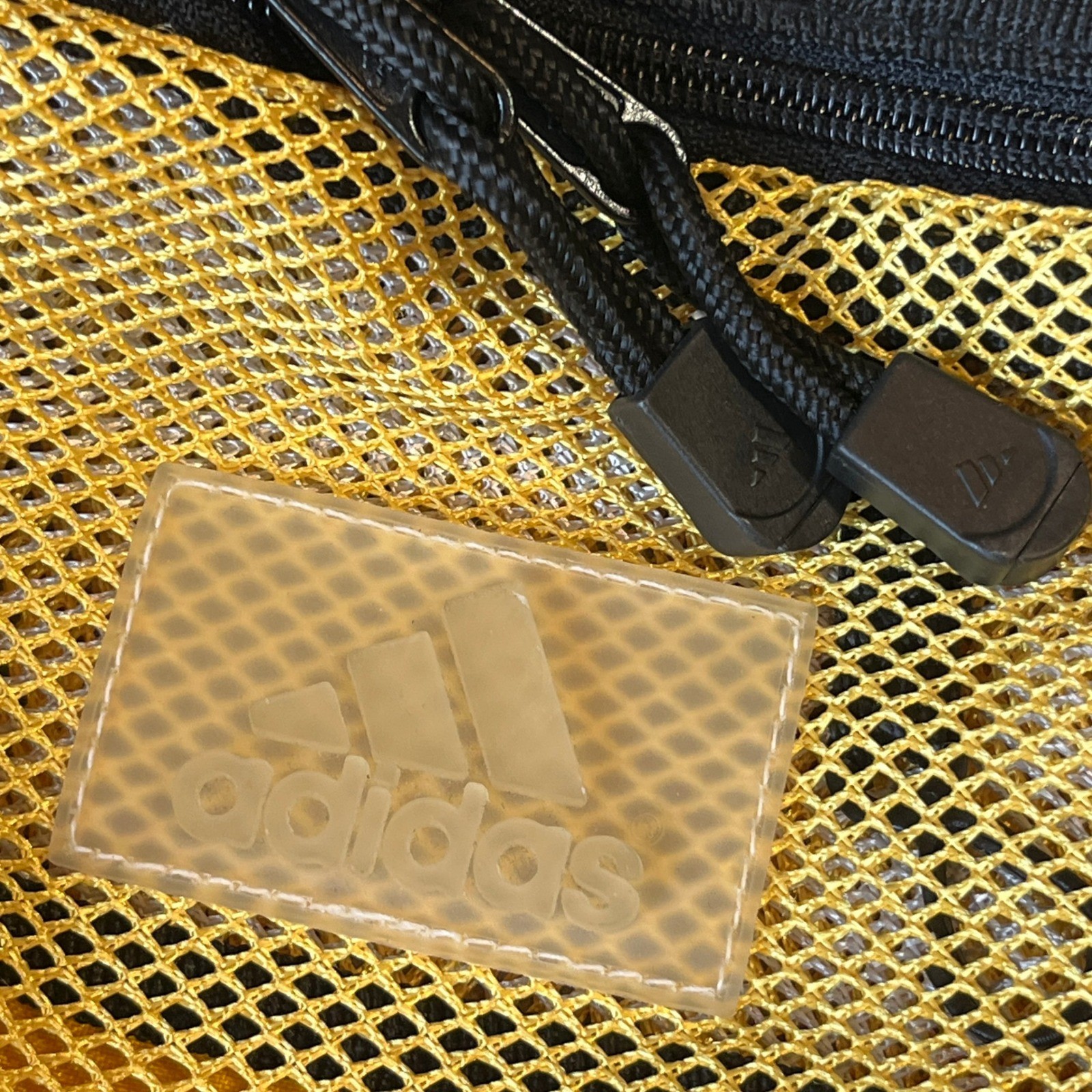 Adidas Mesh Backpack Yellow Black Vintage Sporty School Gym Bag RN90288