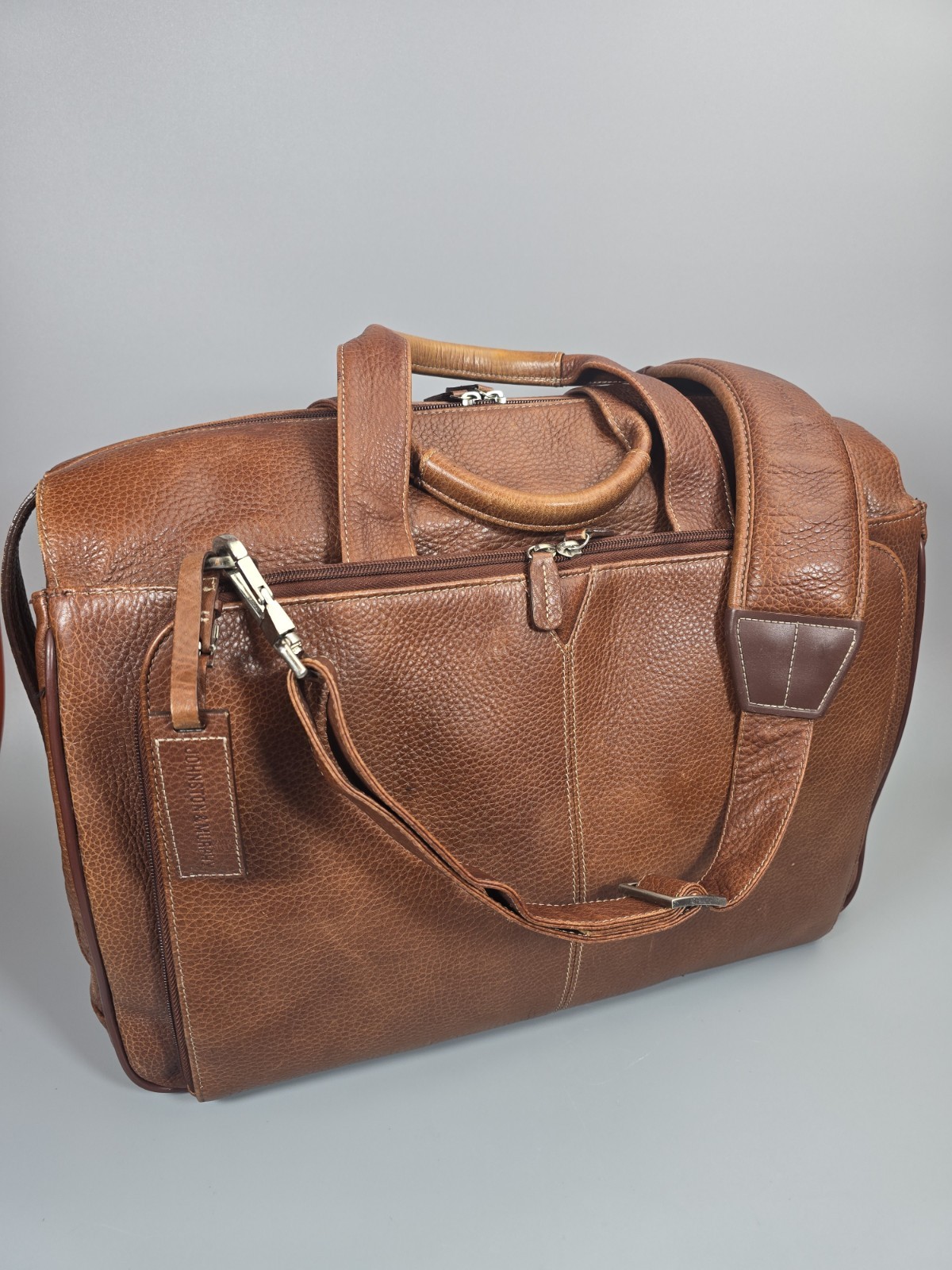 Johnston & Murphy Brown Leather Briefcase Shoulder Laptop Bag