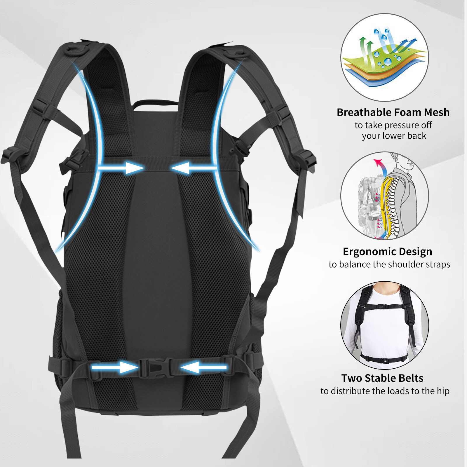 Military Tactical Backpack Army Molle Bug Out Bag Rucksack Travel Hiking Camping