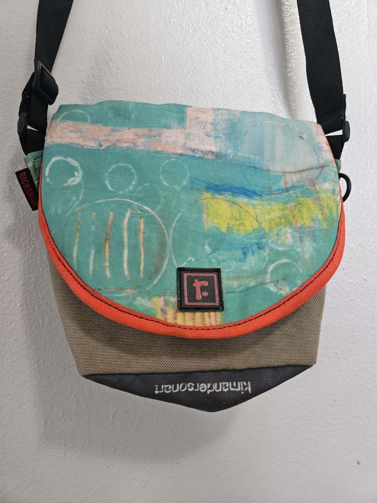 Rickshaw Bag Abstract Green Orange Adjustable Shoulder Strap